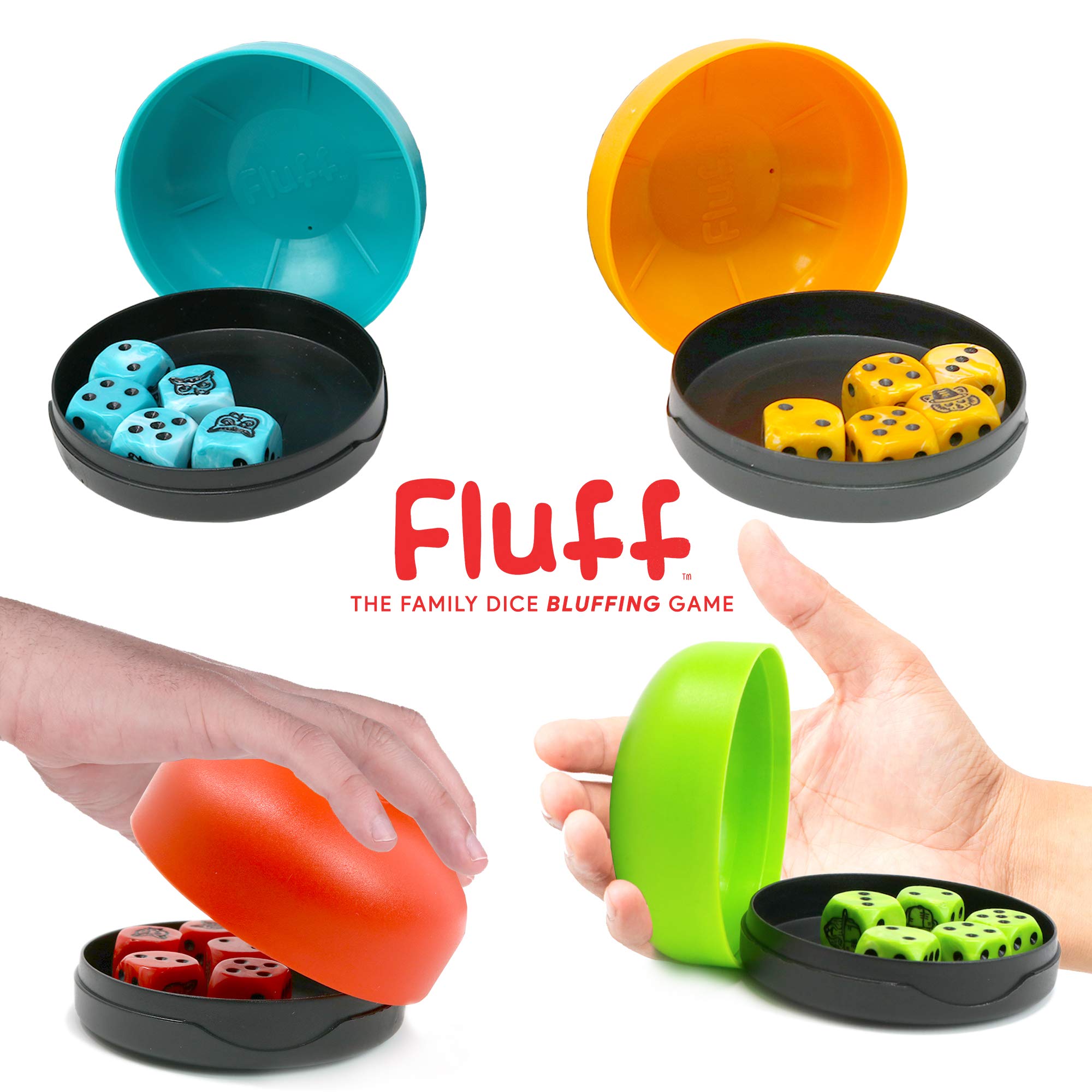 Bananagrams Fluff Rolling Dice Game Family Game with Cups Like Liars