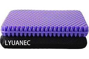 LYUANEC Gel Seat Cushion for Long Sitting, 2.4 Inch Ultra Thick Seat Cushions for Office Chairs, Stadium Seat Cushion, Breathable Gel Pressure Relief Cushion with Washable Non-Slip Cover
