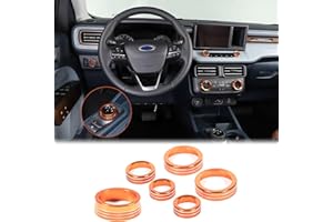 Aunginsy Compatible with Ford Maverick 2022-2024 Aluminum Car Centre Console Air Conditioner Volume Knob Button Circle Cover Car Gear Shift Switch Button Ring Trim Cover Knob Protect Ring Accessories