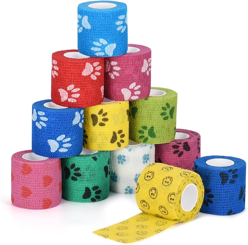 Sagafly Self Adherent Vet Wrap 2x5 Yards 12 Rolls Elastic Bandage 5cmx4.5m