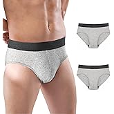 BATTEWA Men's Incontinence Underwear for Bladder Leakage 100mL Leakproof Briefs Cotton Absorbent Urine Protection, 2-Pack. (X-Large, Gray)