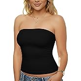 1 & 9 Women's Tube Top Strapless Bandeau Crop Top Sleeveless Fitted Camisole Cute Going Out Tops