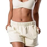 Kamo Fitness CozyTec Sweat Shorts Women High Waisted Lounge Comfy Casual Cotton Shorts with Pockets