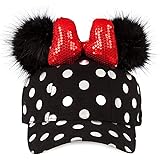 Disney Minnie Mouse Polka Dot Pom Pom Baseball Cap with Bow Black