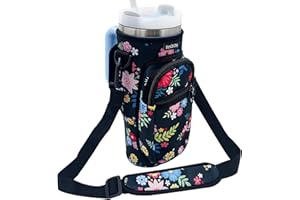 Bexbchh Water Bottle Carrier Bag Sleeve for Stanley Quencher 40oz Tumbler with Handle, Neoprene Water Bottle Sling Bag Sleeve Holder Carrier with Adjustable Shoulder Strap,Stanley Cup Accessories