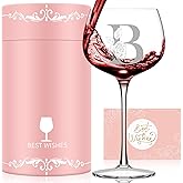Valentines Day Gifts for Her, Initial A-Z Wine Glass Customized Gift For Women, Personalized Galentines Mothers Day Christmas Birthday Gifts for Women Her Mom Best Friend Sister Wife Sister (B)