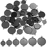 PATIKIL Pendant Trays for Jewelry Making, Blank Pendants Iron Double-hanging Bezel Settings Flat Base for Necklace Bracelet Charm