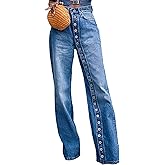 QLAUYIOE Women's High Waisted Straight Leg Jeans Casual Button Down Boyfriends Wide Leg Denim Pants Trendy 2025