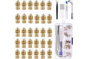 XINKYD 30pcs Nozzles MK8 3D printer nozzles 0.2mm 0.4mm 0.6mm for Ender 3 V2 /Ender 3/Ender 3 Pro/Ender 3 Max/Ender 5 Pro/Ender 3 S1/Ender 3 Neo/CR 10 Seriesand so on…