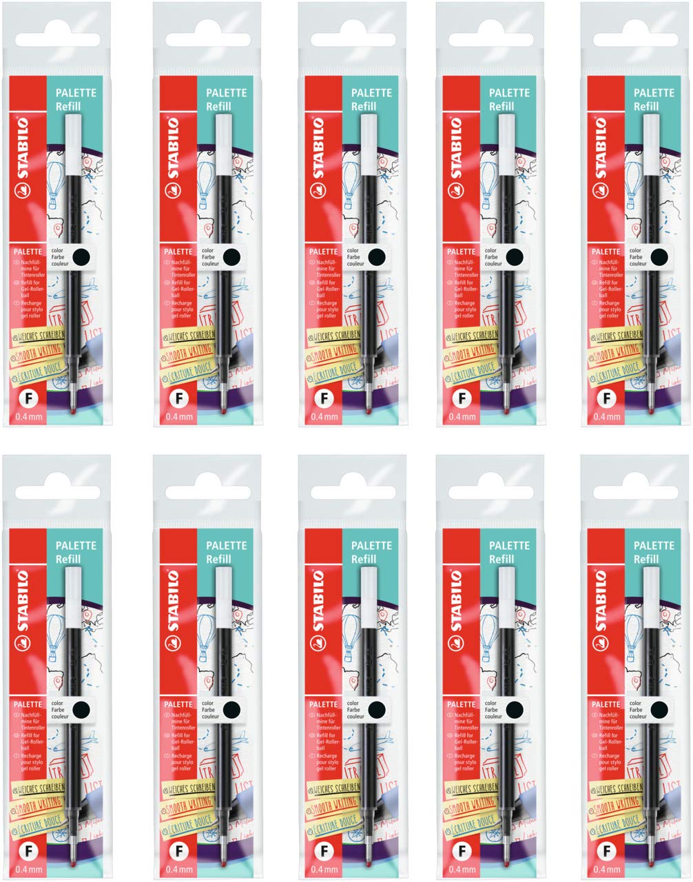 Gel Rollerball Refill - STABILO Palette - Box of 10 - Black