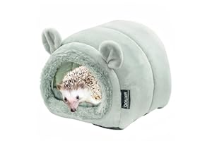 MRTIOO Cute Cave Bed Nest Hideout, Small Animals Warm House Cage Supplies, for Hedgehog Guinea Pig Hamster, Machine Washable (Classic Grey)