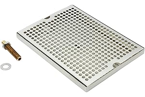 DasMarine Stainless Steel 12" x 9" Surface Mount Beer Drip Tray with Brass Drain/Nipple/Nut