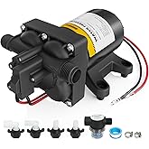 Gidrox 12V RV Water Pump, 5.0 GPM 55 PSI Diaphragm Pump, 12Volt Quiet Fresh Water Pump with Pressure Switch, Self Priming Pre