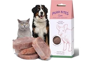 OPET Freeze Dried Cat Treats, Single Ingredient Grain Free High Protein Pet Food for Cats and Dogs, Healthy Training Snacks Sliced Fillets (Pork, 1.48 Ounce)