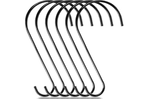 Dreecy 6 Pcs Tree Branch Hook 12 Inches Heavy Duty Rust-proof Metal Tree Hooks Bird Feeder Hook Garden Hook Large S Hooks for Hanging Bird Feeders,Baskets,Lanterns and Bicycles (Black)