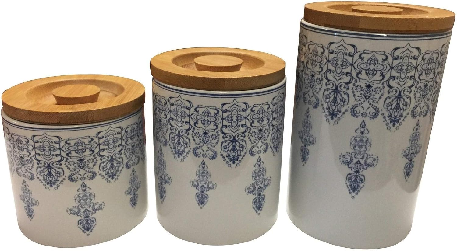 Ceramic Storage Canisters Set of 3 Grey Home & Kitchen