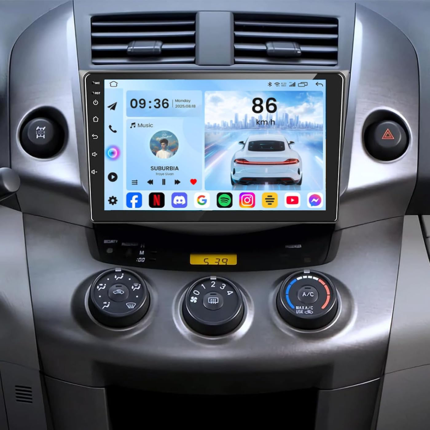 Photo 1 of [4+64G] Android 13 Car Stereo with Wireless Apple Carplay & Android Auto for Toyota Rav4 2006-2012 9" Touchscreen Radio Upgrade with AHD Camera,GPS Navigation,SWC,WiFi,FM,Bluetooth