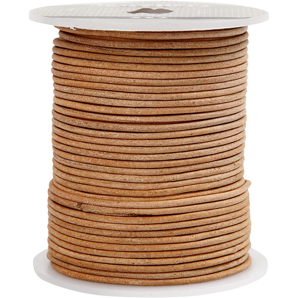 Leather Cord, 2 mm, natural, 50 m