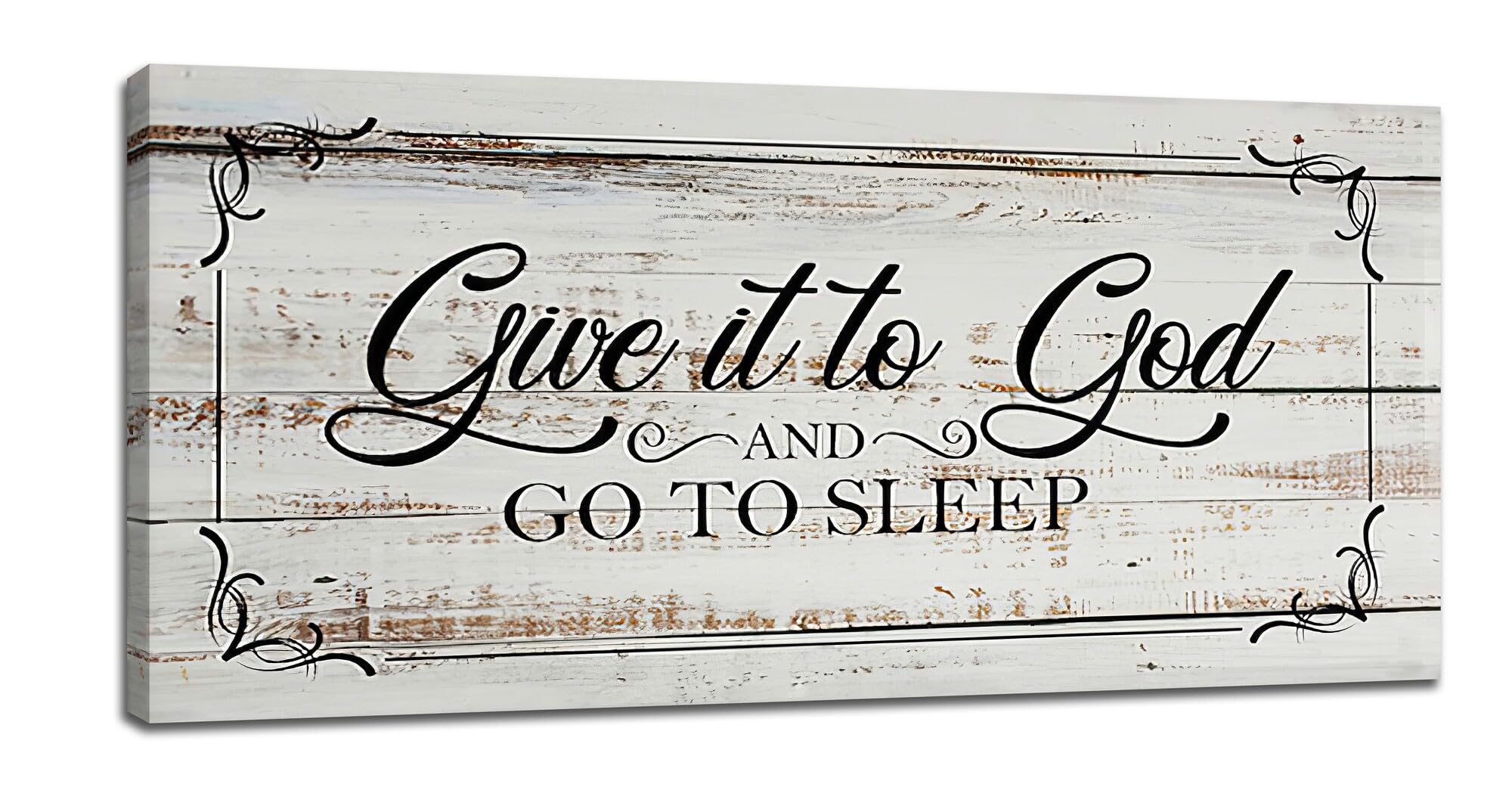 Photo 1 of Farmhouse Christian Bedroom Wall Art Bed Chamber Large Size Religious Give It To God Wall Decor Rustic Religious Framed Canvas Prints Pictures Painting Artwork Home Decoration 60"x30"