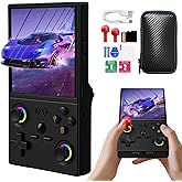 XF40V Retro Handheld Game Console, Retro Gaming Console 4.0'' IPS Screen Linux System Built-in 64G TF Card, Open Source Linux System, Preloaded 20000+ Classic Games, Portable Video Gaming (Black-64G)
