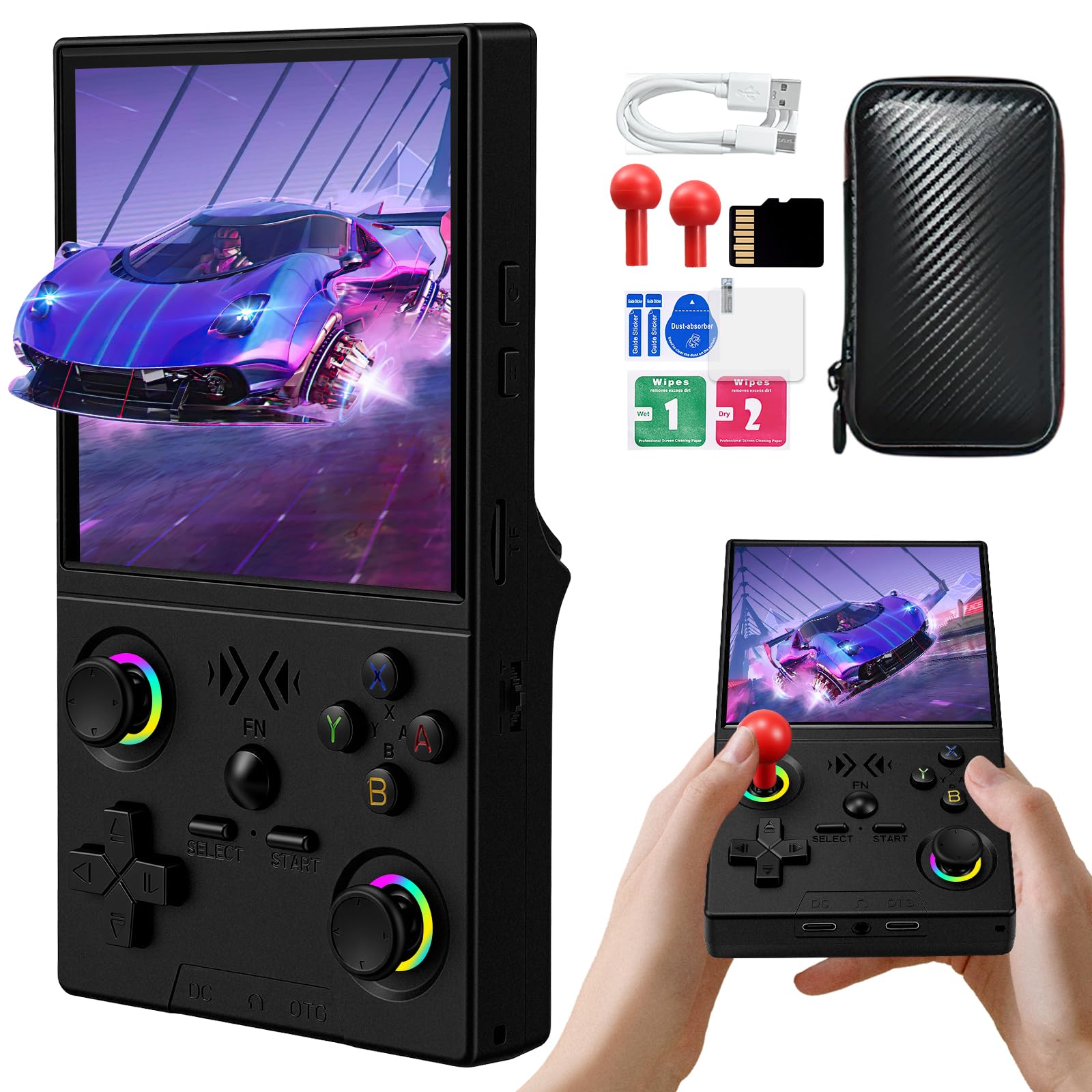 Photo 1 of XF40V Retro Handheld Game Console, Retro Gaming Console 4.0'' IPS Screen Linux System Built-in 64G TF Card, Open Source Linux System, Preloaded 20000+ Classic Games, Portable Video Gaming (Black-64G)