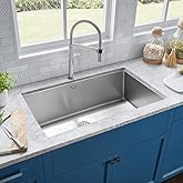 Kitchen Sinks 32x18 Inch Undermount Kitchen Sink Stainless Steel Sink 16 Gauge Single Bowl Set (5 Item Bundle: Sink, Bottom G