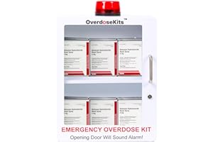 W WILKEN Large Naloxone Overdose Emergency Kit Cabinet – Holds 6-8 Naloxone Boxes or a First Aid/Bleeding Control Kit – Wall-Mounted Cabinet - Alarm & Locking System (Naloxone Not Included) (White)