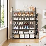 OYREL 7 Tier Shoe Rack 28-35 Pairs Large Organizer Black with Side Bag view 4
