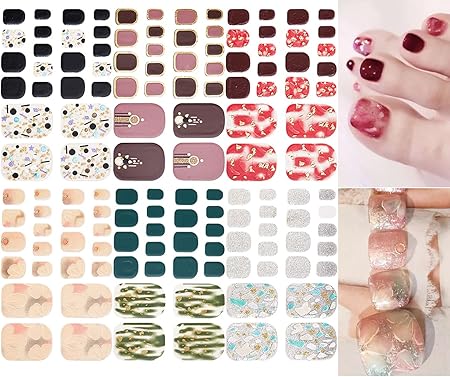 Amazon Naildoki 6種類 損傷のない 足の爪 ネイルシール ネイルステッカー ネイルラップ ネイルアクセサリー リアルネイルジェールステッカー 女性 可愛い人気 おしゃれな 上級 Naildoki シール ステッカー 通販