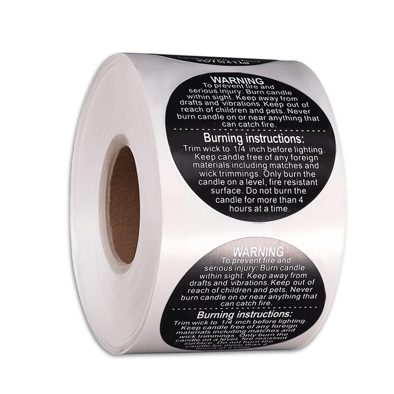 500 Candle Warning Labels – 1.5 Inch Round Safety Stickers for Candle Jars, Tins & Wax Melts,Black Pre-Printed Labels for Candle Making Supplies & Packaging (Black)