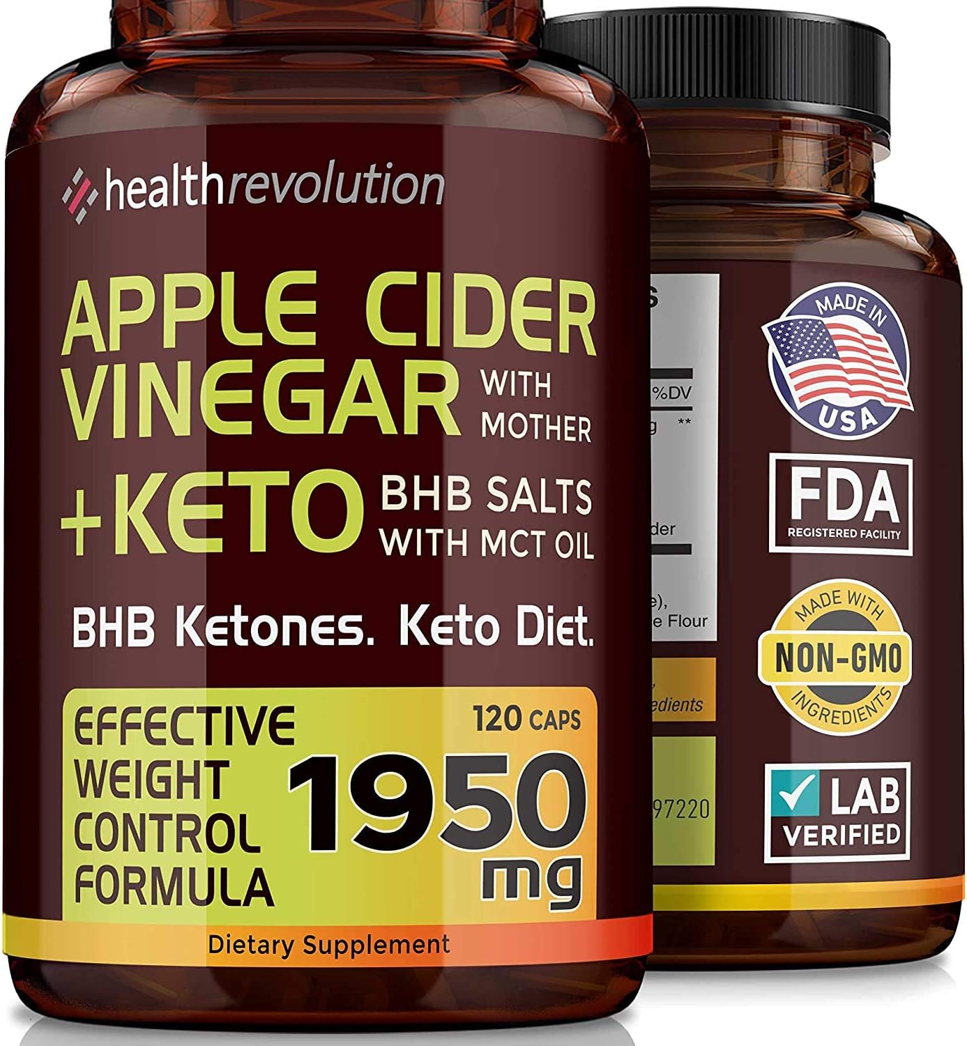 Amazon.com: Health Revolution Apple Cider Vinegar Keto with Mother, 120ct: Health & Personal Care