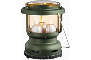 NOMFIX 3-Wick Emergency Candle Lantern for Power Outages [18H+ Burning Time] Vintage Decorative Candle Lantern for Real Candles, Outdoor Portable Camping Survival Lighting [7.1"*5.7" - Forest Green]