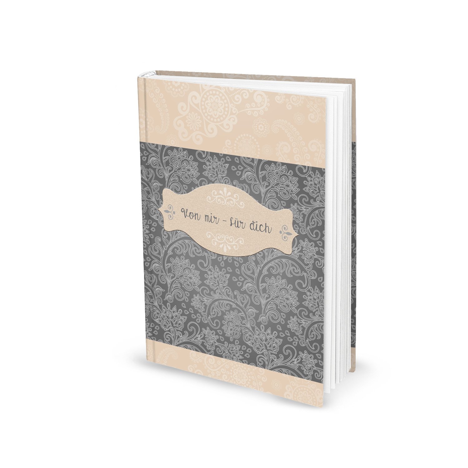 'Carnet ou - Journal Intime (Format A5) "de moi - Pour toi avec motif imprimé floraux Vintage et 136 BLANKEN, pages blanches - Un Cadeau Idéal et rappel