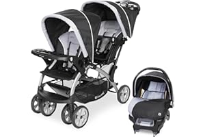 Baby Trend Infant and Toddler Double Stroller & Car Seat Combo, 2 Pc Set, Stormy - Portable and Lightweight Stroller Duo and Car Seat Travel System Tandem