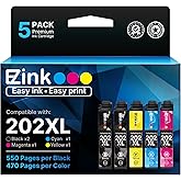 E-Z Ink Remanufactured Ink Cartridges Replacement for Epson 202 XL 202XL T202XL to use with Expression Home XP-5100 Workforce WF-2860 Printer Tray (2 Black, 1 Cyan, 1 Magenta, 1 Yellow)