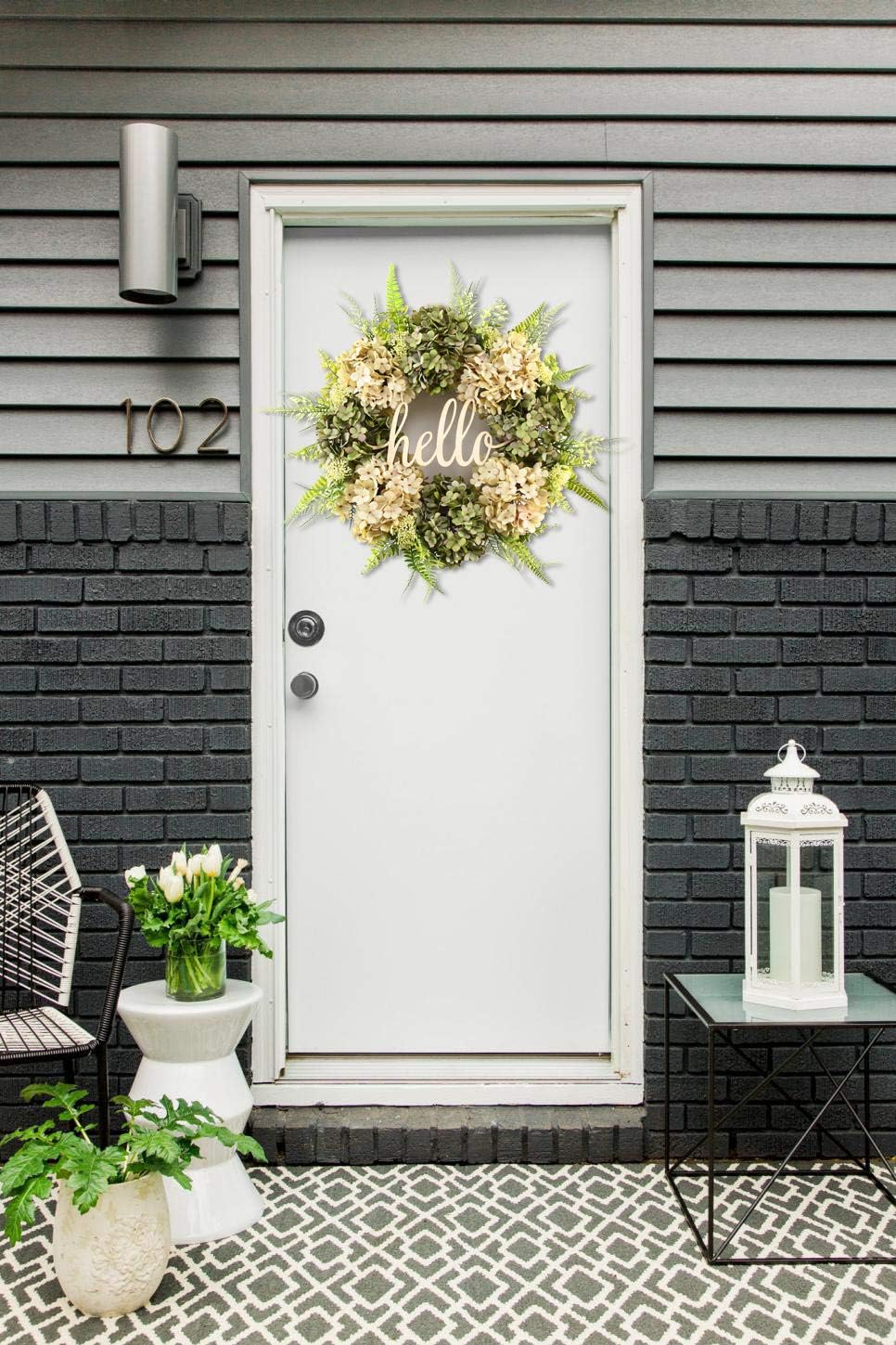 outdoor front door wreaths on Outdoor Summer Wreaths For Front Door Fall Spring Handmade Hello Wreath For Front Door Hydrangea Wreaths