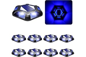 CREPOW Solar Dock Lights Driveway Deck Lights - 8 Packs Waterproof 1200mAh Outdoor LED Aluminum Dock Lighting Warning Step Light for Driveway Sidewalk Garden Pathway Yard (Blue)
