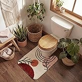 U Shaped Toilet Rug Washable Cute Bath Mat 24x20,Boho Color | Soft Absorbent Non-slip Contour Mat for Toilet Base, Machine Washable, Fun Decor for Bathroom, Fits Standard Toilets