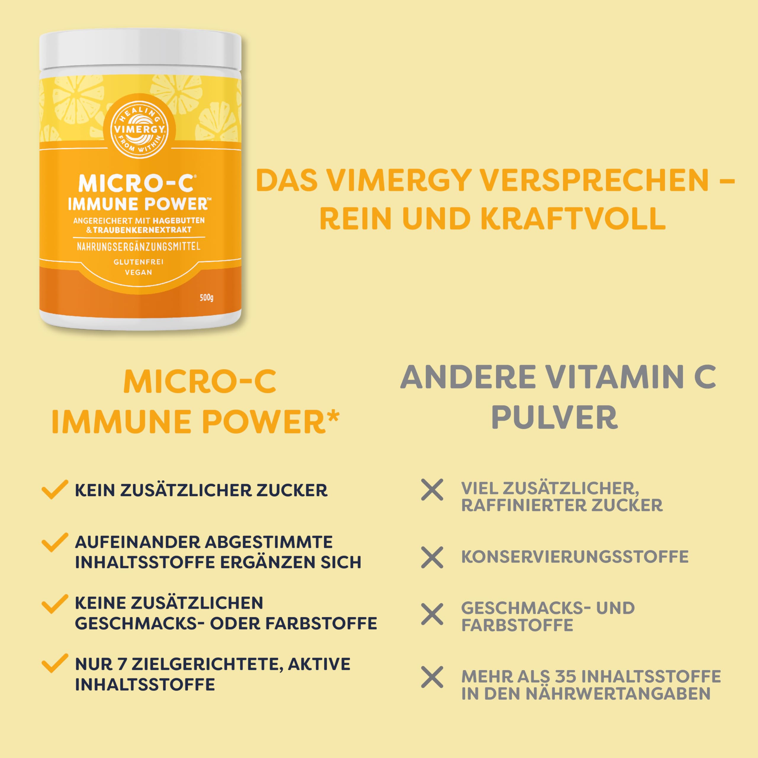 Vimergy Micro-C Immunkraft, 278 Einnahmen – Vitamin C 1000 mg – Sanfte Ascorbinsäure - Vitamin C Gepuffert als Pulver – Immunsystem & Nerven – Knochen & Knorpel – Glutenfrei -Vegan (500 g) 4