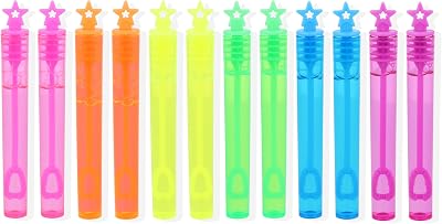 Henbrandt 12 Neon Star Bubble Tubes with Wand for Kids Parties