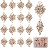 SUNNYCLUE 1 Box 40PCcs Flower Connector Rhinestone Sunflower Charms Gold Metal Crystal Floral Plants Link Connectors Charm Bulk for Jewelry Making Charms Women DIY Necklaces Earrings Bracelets Crafts
