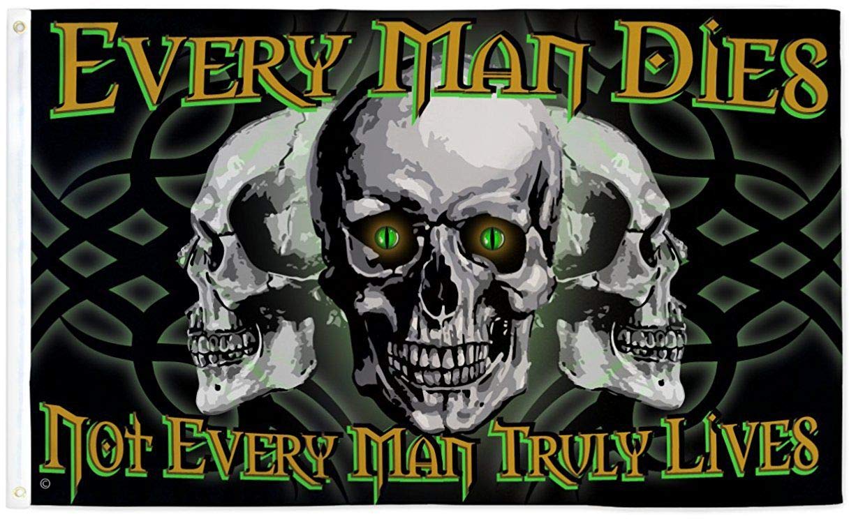AZ FLAG - Pirate Every Man Dies Flag - 3x5 Ft - 100D Polyester Not Every Man Truly Lives Banner with Two Metal Grommets - Fade Resistant - Vivid Colors - 3' x 5' Feet - 150x90 Cm