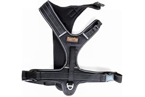 Mighty Paw Dog Sport Harness - Halti Dog No Pull Harness - No-Pull Front Attachment - Neoprene Padded Lining - Reflective Stitching - Two Leash Options - Adjustable Dog Harness - (Large, Black)