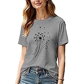 BYIPY Womens T Shirts Everything is Fine Dandelion Graphic Tees Short Sleeve Crewneck Summer Tops Trendy 2025