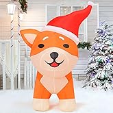 COMIN 4FT Christmas Inflatables Outdoor Decorations Blow Up Dog Built-in LEDs for Christmas Indoor Outdoor Yard Lawn Garden Decorations