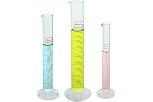 Set of 3 Norchemist Borosilicate Glass Graduated Cylinder (Measuring Cylinder), Heavy Wall, Round Stable Base, Brown Printing