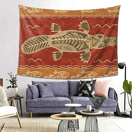 Amazon Co Jp Geevosun タペストリー オーストラリアカモノハシ魚の部族のパターンオーストラリア のアートワークアボリジニの動物野生生物ドットアウトバックライフ おしゃれ 壁掛け ブランケット 北欧風 ウォールデコレーション 新居祝い 引っ越し キズルーム モダン