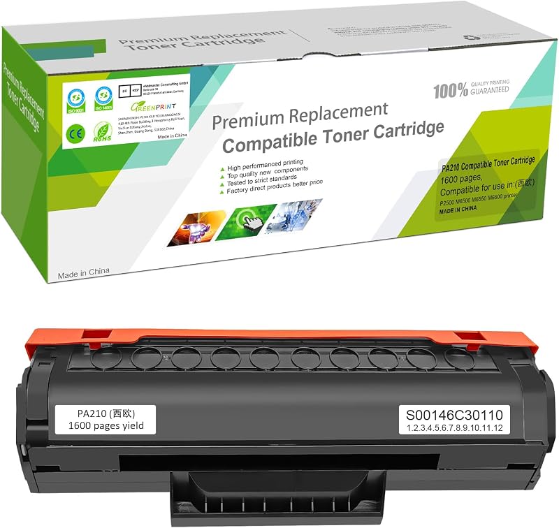 PA-210 PA210 Toner Cartridge Black 1600 Pages P2500W M6500NW M6600NW