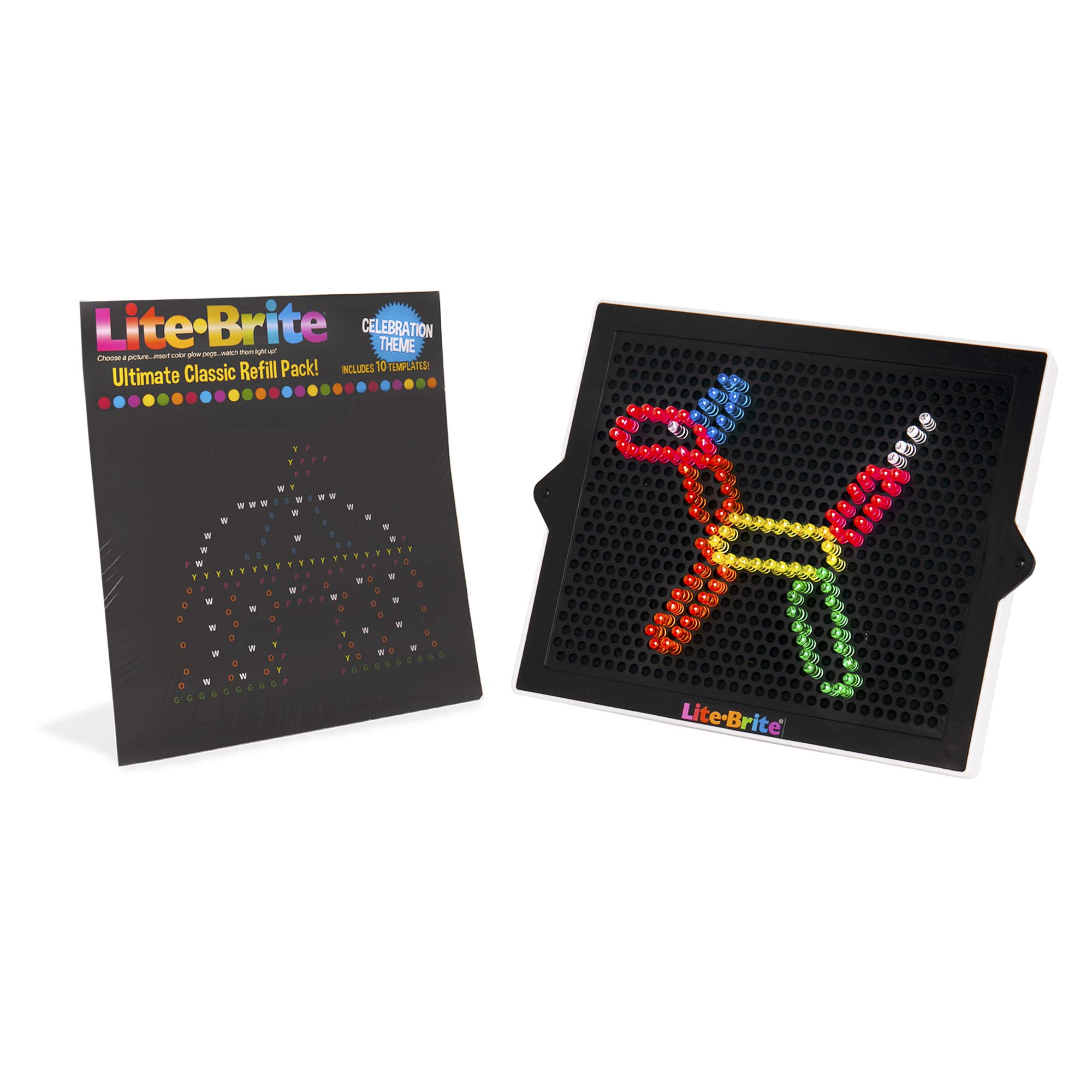 Lite Brite Ultimate Classic Refill Pack - Celebration Theme - 10 Reusable Templates - Amazon Exclusive, Black