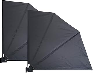 QUICK STAR 2 Stück Sichtschutz Fächer 115 x 115 cm Stoff Balkon Trennwand Windschutz Sonnenschutz Grau